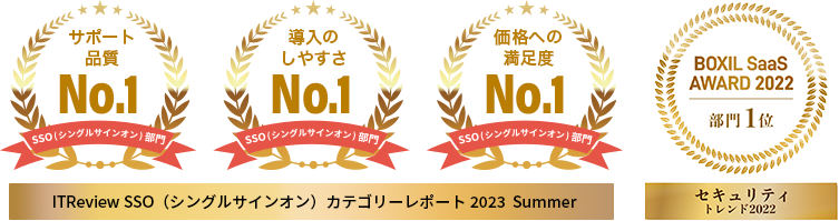 サポート品質No.1　導入のしやすさNo.1 満足度No.1 BOXIL SAAS AWARD 2022 部門1位