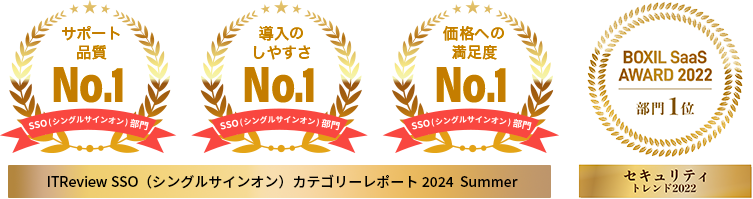 サポート品質No.1　導入のしやすさNo.1 満足度No.1 BOXIL SAAS AWARD 2022 部門1位