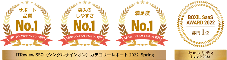 サポート品質No.1　導入のしやすさNo.1 満足度No.1 BOXIL SAAS AWARD 2022 部門1位